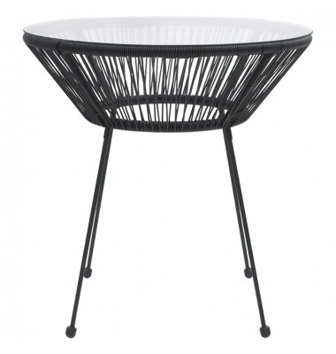  Sodo valgomojo stalas, juodas, 70x74cm, ratanas ir stiklas - Lauko stalai, staliukai - 2