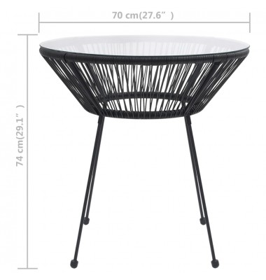  Sodo valgomojo stalas, juodas, 70x74cm, ratanas ir stiklas - Lauko stalai, staliukai - 4