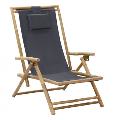 Atlošiama poilsio kėdė, tamsiai pilka, bambukas ir audinys - Foteliai, krėslai - 1