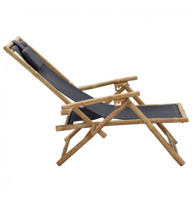 Atlošiama poilsio kėdė, tamsiai pilka, bambukas ir audinys - Foteliai, krėslai - 4