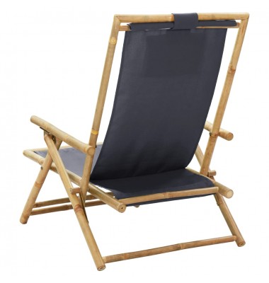 Atlošiama poilsio kėdė, tamsiai pilka, bambukas ir audinys - Foteliai, krėslai - 5