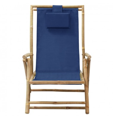 Atlošiama poilsio kėdė, tamsiai mėlyna, bambukas ir audinys - Foteliai, krėslai - 2