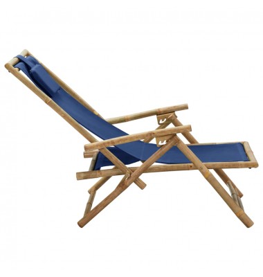 Atlošiama poilsio kėdė, tamsiai mėlyna, bambukas ir audinys - Foteliai, krėslai - 4