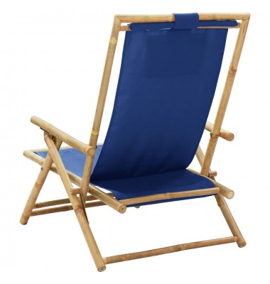 Atlošiama poilsio kėdė, tamsiai mėlyna, bambukas ir audinys - Foteliai, krėslai - 5