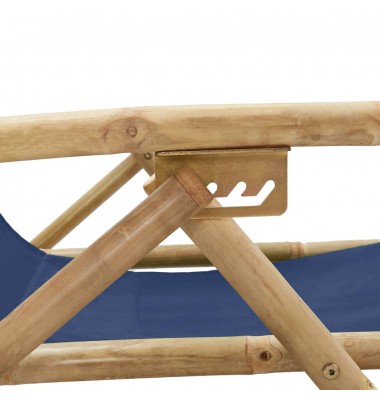 Atlošiama poilsio kėdė, tamsiai mėlyna, bambukas ir audinys - Foteliai, krėslai - 6