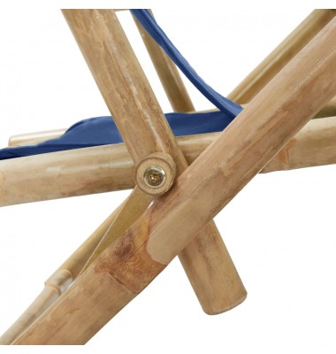 Atlošiama poilsio kėdė, tamsiai mėlyna, bambukas ir audinys - Foteliai, krėslai - 7