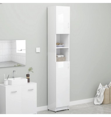 Vonios kambario spintelė, ypač blizgi balta, 32x25,5x190cm, fanera - Vonios spintelės, veidrodžiai - 1