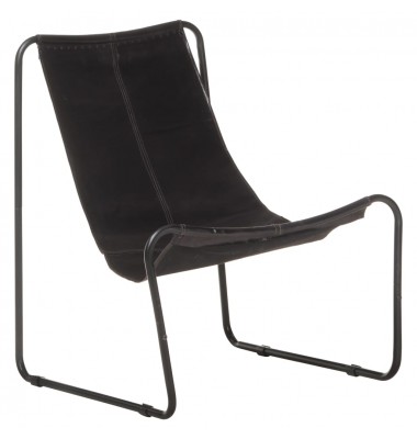  Poilsio kėdė, juodos spalvos, tikra oda  - Foteliai, krėslai - 1