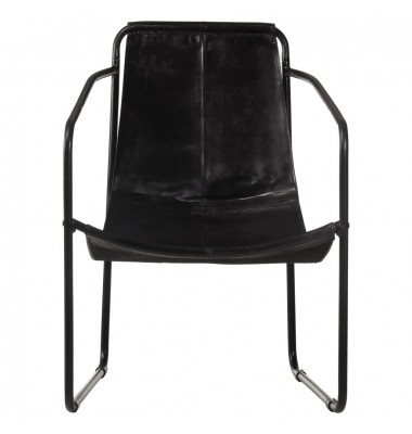  Poilsio krėslas, juodos spalvos, tikra oda  - Foteliai, krėslai - 2