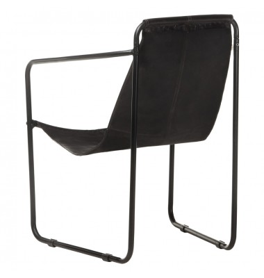  Poilsio krėslas, juodos spalvos, tikra oda  - Foteliai, krėslai - 4