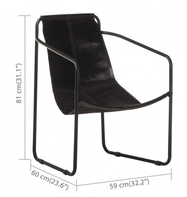  Poilsio krėslas, juodos spalvos, tikra oda  - Foteliai, krėslai - 6