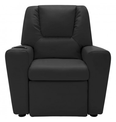 Vaikiškas atlošiamas krėslas, juodos spalvos, dirbtinė oda - Sofos, Foteliai - 4