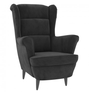 Krėslas, tamsiai pilkos spalvos, aksomas - Foteliai, krėslai - 1
