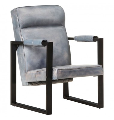 Krėslas 60x75x90 cm pilka spalva, tikra ožkos oda - Foteliai, krėslai - 1