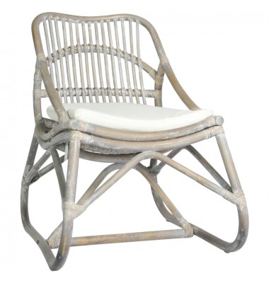  Kėdė, pilkos spalvos, ratanas ir linas - Foteliai, krėslai - 1