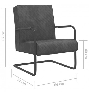 Gembinė kėdė, tamsiai pilkos spalvos, aksomas - Foteliai, krėslai - 6