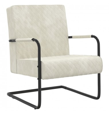  Gembinė kėdė, kreminės baltos spalvos, aksomas - Foteliai, krėslai - 1