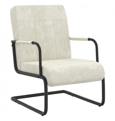  Gembinė kėdė, kreminės baltos spalvos, aksomas - Foteliai, krėslai - 1