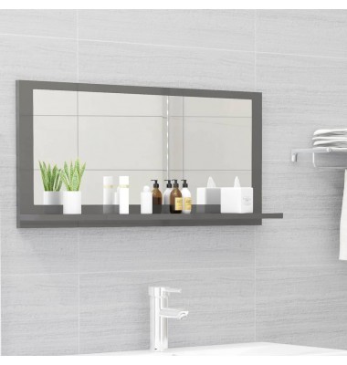  Vonios kambario veidrodis, pilkas, 80x10,5x37cm, MDP, blizgus - Vonios spintelės, veidrodžiai - 1