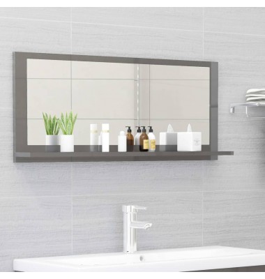  Vonios kambario veidrodis, pilkas, 90x10,5x37cm, MDP, blizgus - Vonios spintelės, veidrodžiai - 1