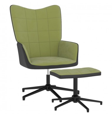  Poilsio kėdė su pakoja, šviesiai žalios spalvos, aksomas ir PVC - Foteliai, krėslai - 1