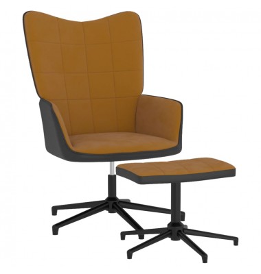  Poilsio kėdė su pakoja, rudos spalvos, aksomas ir PVC - Foteliai, krėslai - 1