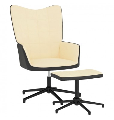  Poilsio kėdė su pakoja, kreminės baltos spalvos, aksomas ir PVC - Foteliai, krėslai - 1