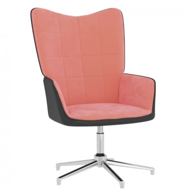  Poilsio kėdė, rožinės spalvos, aksomas ir PVC - Foteliai, krėslai - 1
