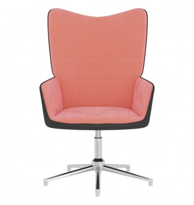  Poilsio kėdė, rožinės spalvos, aksomas ir PVC - Foteliai, krėslai - 4