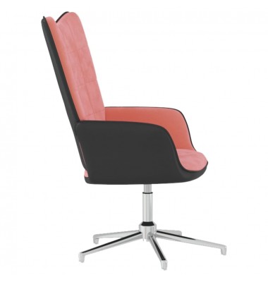  Poilsio kėdė, rožinės spalvos, aksomas ir PVC - Foteliai, krėslai - 5
