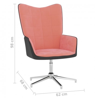  Poilsio kėdė, rožinės spalvos, aksomas ir PVC - Foteliai, krėslai - 8