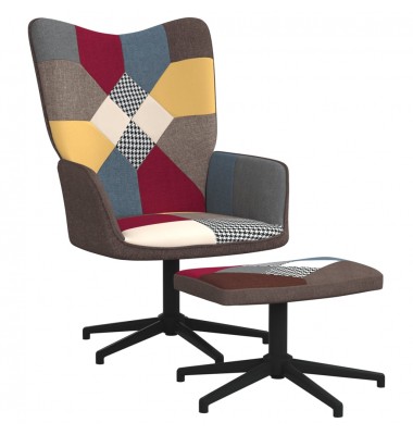 Poilsio kėdė su pakoja, audinys, skiautinio dizaino - Foteliai, krėslai - 1