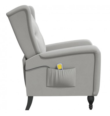 Atlošiamas masažinis krėslas, šviesiai pilkos spalvos, aksomas - Masažiniai krėslai - 4