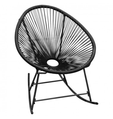Supamoji sodo kėdė, sintetinis ratanas, juoda - Lauko kėdės - 1
