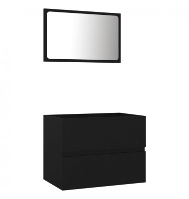  Vonios kambario baldų komplektas, 2 dalių, juodos spalvos, MDP - Vonios baldų komplektai - 2