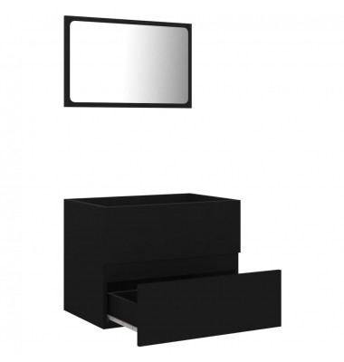 Vonios kambario baldų komplektas, 2 dalių, juodos spalvos, MDP - Vonios baldų komplektai - 5