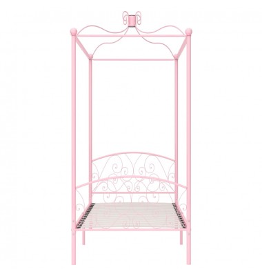 Lovos rėmas su baldakimu, rožinės spalvos, 90x200cm, metalas - Lovos - 3
