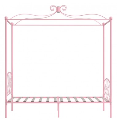 Lovos rėmas su baldakimu, rožinės spalvos, 90x200cm, metalas - Lovos - 4
