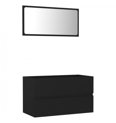  Vonios kambario baldų komplektas, 2 dalių, juodos spalvos, MDP - Vonios baldų komplektai - 2