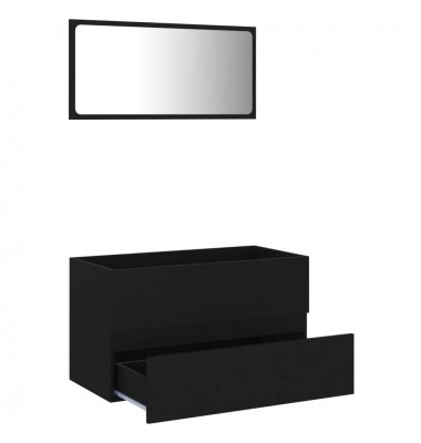  Vonios kambario baldų komplektas, 2 dalių, juodos spalvos, MDP - Vonios baldų komplektai - 5