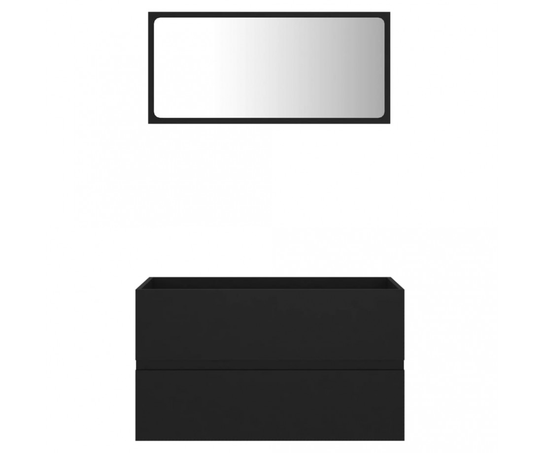  Vonios kambario baldų komplektas, 2 dalių, juodos spalvos, MDP - Vonios baldų komplektai - 6