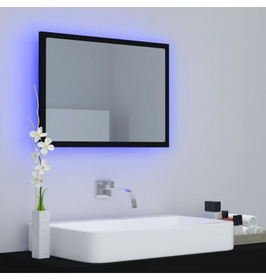  Vonios veidrodis su LED apšvietimu, juodos spalvos, 60x8,5x37 cm, MDP  - Vonios spintelės, veidrodžiai - 3