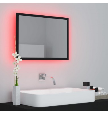  Vonios veidrodis su LED apšvietimu, juodos spalvos, 60x8,5x37 cm, MDP  - Vonios spintelės, veidrodžiai - 5