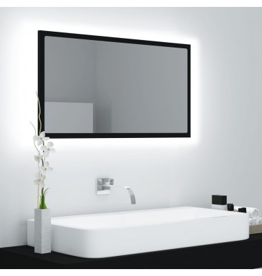  Vonios veidrodis LED, juodas, 80x8,5x37cm, MDP, ypač blizgus - Vonios spintelės, veidrodžiai - 1