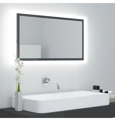  Vonios veidrodis LED, pilkas, 80x8,5x37cm, MDP, blizgus - Vonios spintelės, veidrodžiai - 1