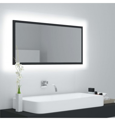  Vonios kambario veidrodis su LED, pilkas, 90x8,5x37cm, MDP - Vonios spintelės, veidrodžiai - 1