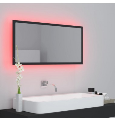  Vonios kambario veidrodis su LED, pilkas, 90x8,5x37cm, MDP - Vonios spintelės, veidrodžiai - 3