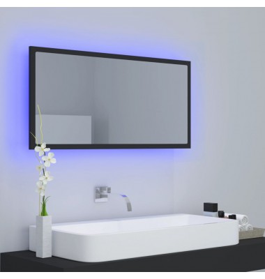  Vonios kambario veidrodis su LED, pilkas, 90x8,5x37cm, MDP - Vonios spintelės, veidrodžiai - 5