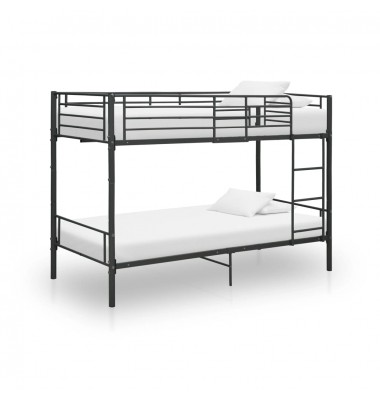 Dviaukštė lova, juodos spalvos, 90x200cm, metalas - Dviaukštės lovos - 1