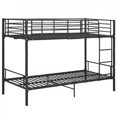 Dviaukštė lova, juodos spalvos, 90x200cm, metalas - Dviaukštės lovos - 2